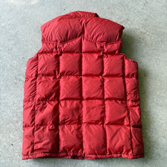 Men's Vintage 80's Sears Western Goose Down Orange Puffer Zip Up Vest Sz Large - Picture 2 of 7